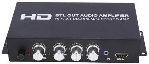 Asixxsix Amplificatore Stereo a 2 Canali, Amplificatore di Potenza Stereo HiFi, Ricevitore Amplificatore Audio Stereo Bluetooth 5.0, Supporto Ingresso HDMI AUX per Uso Home Theater e (EU)