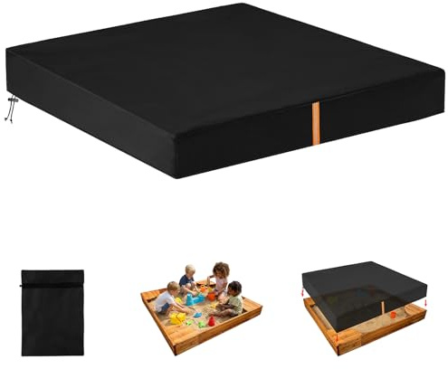 AOOWU Sandlåda täckpresenning, vattentätt sandlådeskydd, vindtätt dammsäkert sandlådeskydd med reflektorremsor och förvaringsväska, Oxford, för sandlådor, pool 150 x 150 x 20 cm