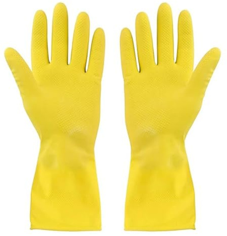 REEYUILOF Guanti for la pulizia dei piatti delicati sulla pelle Guanti da cucina riutilizzabili Gomma gialla antiscivolo for uomo Donna 4 taglie(M)