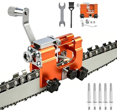 Chainsaw Sharpener Jig Kit - 2026 New Universal Original Chain Sharpener Portable Chain Saw Tool with 5 Sharpening Steels Tool Accessories for 4-22 Saw, Garden Worker (Orange)
