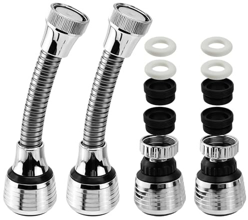 JITPOU 4 Stück Wasserhahn Aufsatz Schwenkbar Küche Perlatoren Wasserhahn Verlängerung Sieb Wasserhahnaufsatz Zwei Strahlarten für Küche Spüle, 22mm und 24mm Gewinde