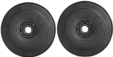 TrainHard® Hantelscheiben 2er Sets hochwertige Kunststoff Zement 30mm Bohrung Gewichte Auswahl: 2x2,5kg / 2x5kg / 2x10kg / 2x15kg