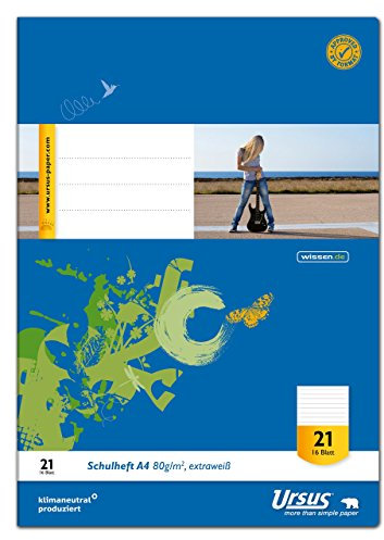 Ursus 040416021 Schulheft klimaneutrales extraweißes Qualitätspapier 10er Pack