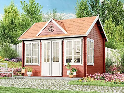Alpholz Gartenhaus CLOCKHOUSE® 28 Gartenhaus aus Holz, Holzhaus mit 28 mm Wandstärke, Blockbohlenhaus mit Montagematerial