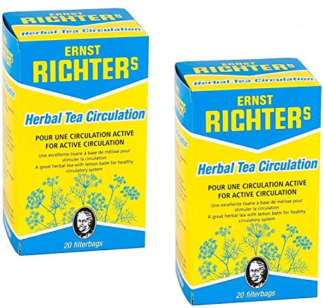 Lot de 2 boîtes Ernst Richter Tisane Circulation 100% à base de plantes naturelles | Pour une circulation active | 2 x 20 sachets filtres de 2g Circulation (Lot de 2)