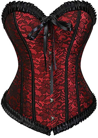 Grebrafan Corset Princesa Renacentista Mujer para Carnavales XL Rojo
