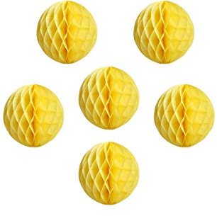 6PCS Paper Honeycomb Balls Tissue Paper Flower Balls Wall Backdrop Decoration Party Pom poms Flower Decoration Wedding Birthday Nursey Baby Shower Suppliers (8inch, Yellow)