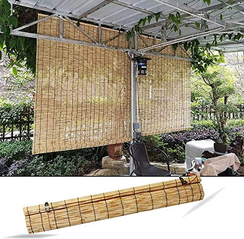 XRDSHY Bambusrollo, Rollo Bambus Sonnenschutz Bambus Jalousie Außen, Retro Winddicht Rollvorhang Mit Beschlägen, Holzrollo Für Fenster Tür Rollos,140 x 200 cm (55 x 79 in)