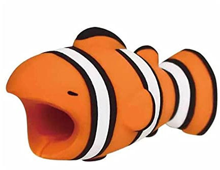 1Pcs Cable Protective Cover, Animal Shape PVC Soft Rubber Cartoon Anti-Breaking Data Cable Protective Cover for Phone Accessory Protects Cable Accessory(Clownfish)