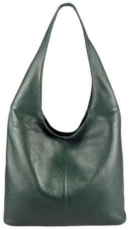 Made in Italy Damen Leder Tasche Shopper Schultertasche Umhängetasche Handtasche Beuteltasche Hobo Bag Ledertasche Nappaleder