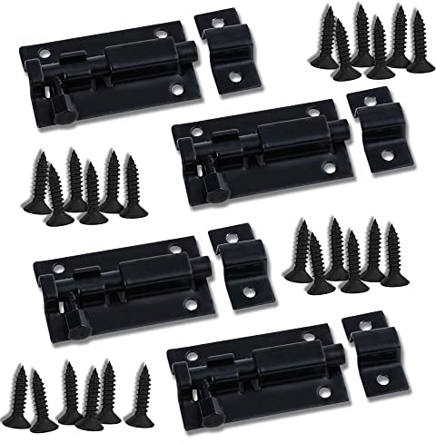 Dtoterul Türriegel Riegel 4 Stück Türriegel Edelstahl Tür Riegelschloss Riegelschloss Klein Schieberiegel Schlossriegel Schrauben Schiebe Riegel für Badezimmer WC Schuppen Garage Garten, Schwarz