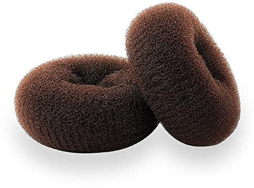 Hair Donut Bun Maker, Ring Style Bun, 2PCS Chignon Hair Medium Doughnut Shaper for Short and Thin Hair (Medium, 3 Inch/Brown)