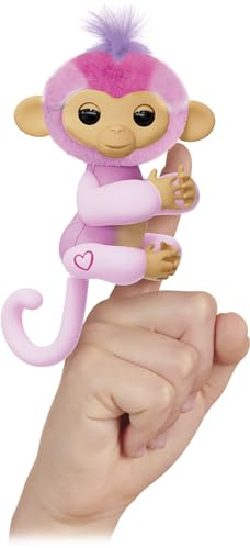Lansay - FINGERLINGS – Harmony – Interaktives Affenbaby Mauve – Elektronisches Plüschtier für Kinder ab 5 Jahren – Interaktives Tier, das Sich an den Fingern festhält – Reaktionen auf Berührung – 70