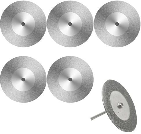 5Pcs 60mm Diamond Cut Off Wheels with 5Pcs 1/8 Mandrels Rotary Tool for Rotary Tool Drill Attachment Cutting Discs Polishing Glass Marble Tiles Jade Plastic (5)