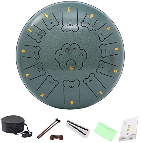 BAMFY Stahlzungentrommel 13 Zoll 13 Note Handpan Mit Tasche, Notenbuch, Schlägeln Aufkleber Und Reinigungstuch Chakra Drum Für Meditation Oder Yoga(Weiß)
