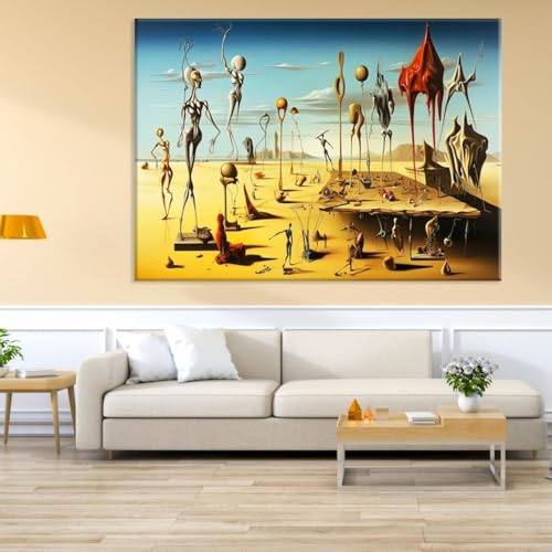 Stil von Salvador Dali, Leinwandbild, Wanddekoration für Wohnzimmer, surrealistische Kunst, abstrakte Kunst, Leinwanddruck, Wanddekoration, Gemälde, 21 x 30 cm (8 x 11,8 Zoll), mit Rahmen