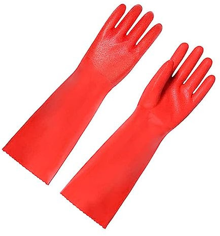 NULYLU 1pair Non- Dishwashing Gloves Thickened Kitchen Cleaning Gloves for Housework Red Latex for Daily Use and Household Tasks