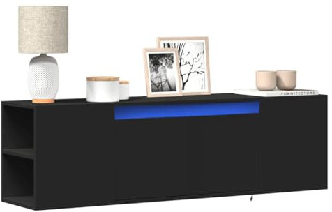 ShGaxin 852384 Meuble TV mural avec lumières LED Noir 135 x 31 x 39,5 cm Table TV Table de salon Meuble TV Meuble TV Table TV