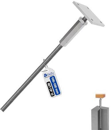 GeZu Impex Supporto per Pali Regolabile 100 x 100 mm Zincato Caldo Set di 12 Ancoraggi per Pali Regolabili in Altezza Supporto per Recinzione con Base Elevata