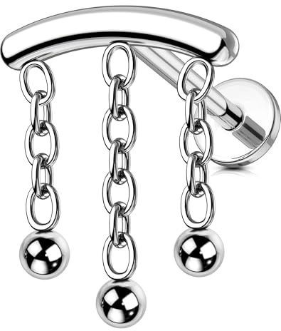 OUFER Kroppspiercing titan läppstift 16 g labret piercing smycken trådlösa helix örhängen 6/8 mm tragus bar helix piercingar tryck in platt baksida örhänge snäcka broskörhängen, 18G 8mm, Metall