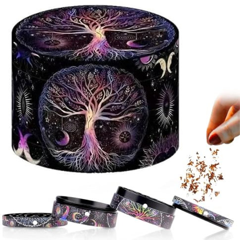 LAJUP 1 Pezzo Grinder, 40Mm(1.57 ) Macinino Polline, Macinino Erbe, Vintage Macinino Metallo Realizzato In Lega Di Zinco Per Spezie Erbe Polline E Vaniglia Con Raschietto Per Polline(Tree Design)