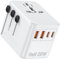 Adattatore di viaggio universale con 2 USB-A + 2 USB-C, caricabatterie GaN rapido da 25W. Compatibile con USA, UK, UE, Giappone. Ideale per viaggi e ricarica multi-dispositivi. (White)