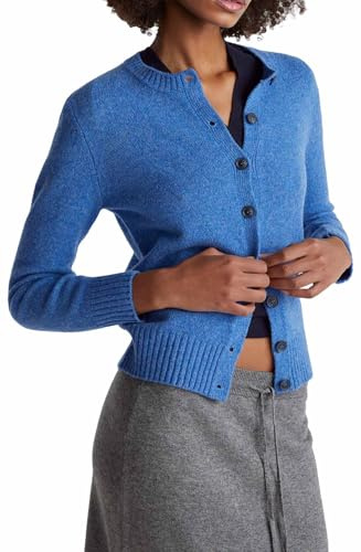 United Colors of Benetton Maglia Coreana M/L 103ME500L Maglione Cardigan, Blu, L Donna
