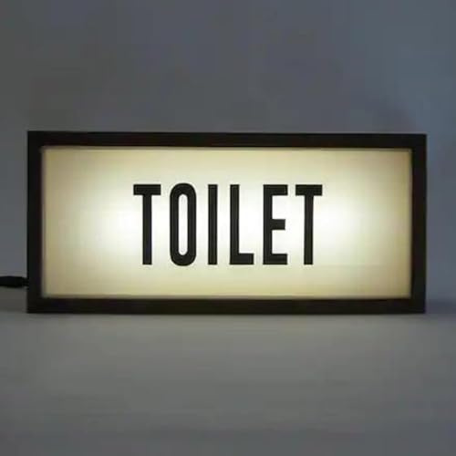 Insegna al Neon del Bagno, Insegna della Toilette Illuminata A LED con Telecomando, Superficie Acrilica E Custodia in Legno, Insegna della Decorazione Murale per Negozio Negozio Bar Pub CLU