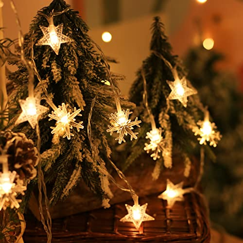 1.5M 10LED Lichterkette Schneeflocken Außen,Lichtervorhang Weihnachten Fenster,LED Weihnachten Stern lichterkette,LED Dekolicherkette für Innenbeleuchtung im Freien,Schlafzimmer,Hochzeit,Geburtstag
