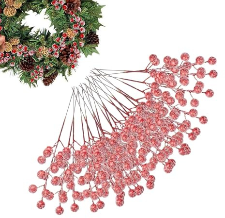 Rami di Agrifoglio con Bacche per il Natale - 25 Pezzi Decorazioni Festive Per Vasi,Decorazioni Per Rami 'Albero Di Natale - Per Casa Ufficio Scuola Fattoria Patio Giardino Cortile Ristorante