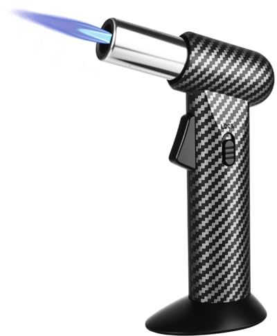 smtfcty Kitchen Blow Torch Butane,Torch Lighter Big Jet Flame with Safety Lock Refillable Portable Butane Torch Mini Blow Torch for Camping Baking Creme Brulee Cooking Welding BBQ