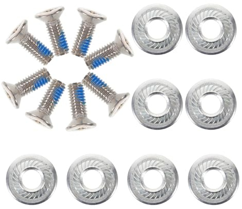 BIUDECO 8 Tornillos de Fijación para Snowboard con Arandelas, Acero Inoxidable Resistente, Piezas de Repuesto para Fijaciones de Esquí Compatibles con Tablas Estándar, Hardware