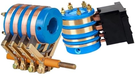 2/4 Way Current Collector Slip Ring Assembly 20mm 25mm Shaft Diameter Rotary Electrical Connector with Brush Holder 20x50x59-4 Set