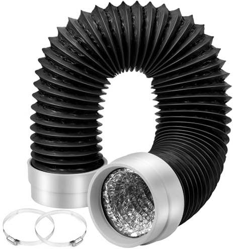 8FT Dryer Vent Hose 4 Inch, Heavy Duty 6-Layer Flexible Aluminum Dryer Duct with Rubber Seal Connectors, Heat Resistant Insulated Dryer Exhaust Hose for Tight Spaces, Easy-Install Dryer Vent Kit