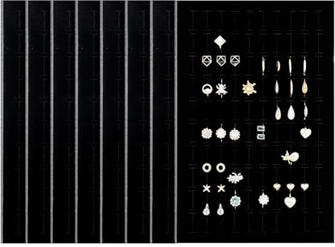 Bofanze Set med 8 st smyckeskrin, svampmatta, smyckeskrin, stämpel, örhängen, förvaring, svart sammetsinsats för ringar, örhängen, små smycken, förvaring