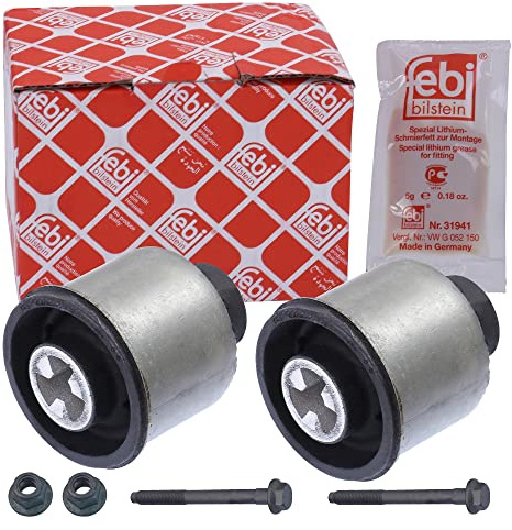 febi bilstein 31722 Achskörperlagersatz mit Schrauben, Muttern und Fett, 1 Stück | Kompatibel mit: AUDI A3, TT, TT Roadster, SEAT CORDOBA, IBIZA III, IBIZA IV, IBIZA IV SC, IBIZA IV ST, LEON, TOLEDO II