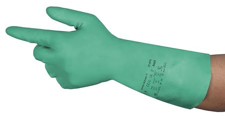 Ansell AlphaTec 37-675 Guanti da Lavoro in Nitrile, Resistenti a Sostanze Chimiche Aggressive e all'Abrasione, Impermeabili e Riutilizzabili, Alta Protezione Chimica, Verde, Taglia XL (12 Paia)