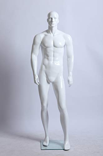 Eurohandisplay XM-11-B weiß Glanz lackierte männliche Schaufensterpuppe Mannequin Mann abstrakt Gesicht