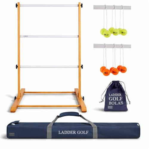 Profi Leitergolf, Laddergolf von Ubergames Qualität Spiele - In Luxus TrageTasche - hartholz, harte golf Bolas - Echte Golfballe mit Tau - Model 2021 Komplett