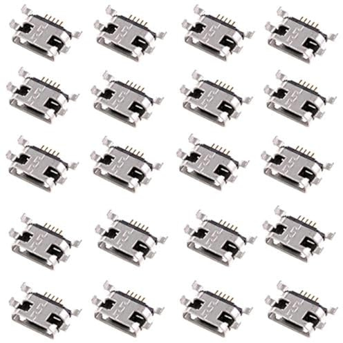 Oiyagai Lot de 20 Connecteurs Micro USB Femelle – 5 Broches, 180° SMD/Traversant, Prise PCB pour Réparation DIY & Prototypage