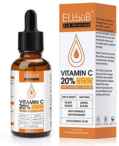 Sérum Vitamine C 20% - Une formule puissante et avancée - Acide Hyaluronique, Rétinol et un mélange d'huile d'Eglantier et de Jojoba - Gel Anti-âge, Anti-rides et Anti-taches