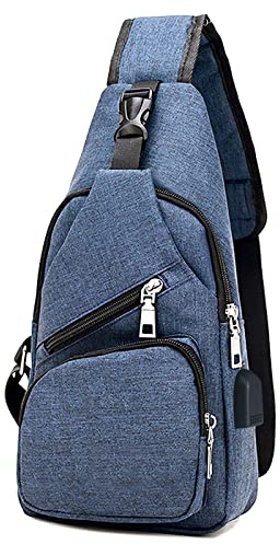 flintronic Sling Bag, Bolsa de Pecho con Puerto de Carga USB, Puerto Crossbody para Hombres Mujeres Senderismo Ligero Ciclismo Mochila de Viaje para Acampar (Incluye 1 Cable USB)