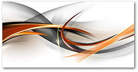Tulup Glas-Bild Wandbild aus Glas - Wandkunst - Wandbild hinter gehärtetem Sicherheitsglas - Dekorative Wand für Küche & Wohnzimmer 120x60 - Kunst: modern & klassisch - Abstrakte Wellen - Orange