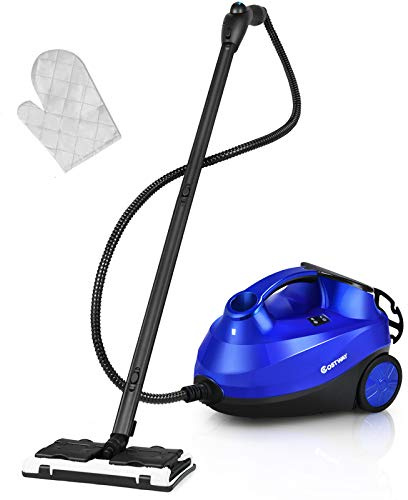 COSTWAY 2000W Multipurpose Steam Cleaner with 19 Accessories, Household Steamer w/ 1.5L Tank for Chemical-Free Cleaning, Heavy Duty Rolling Cleaning Machine for Carpet, Floors, Windows and Cars (Blue)
