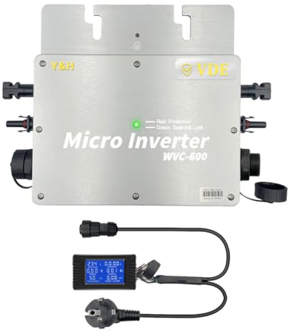 【Versand aus DE】 Y&H 600W Mikro Wechselrichter für Balkonkraftwerk IP65-Wasserdichter Netzeinspeisung Wechselrichter mit LCD-Display