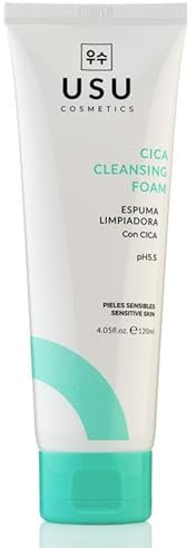 Espuma Limpiadora Facial con CICA pH 5.5-120 ml - Ayuda a Eliminar impurezas, Hidratar, Calmar y a Regenerar la Piel del Rostro - Acabado Sedoso - Ideal para las Pieles Más Sensibles -USU Cosmetics