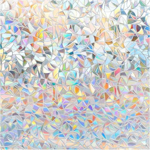 DOWELL Fensterfolie Selbsthaftend Regenbogen Folie Fenster Sichtschutz 30x200cm, Klebefolie Regenbogenfolie Blickdicht Glasfolie Selbstklebend Suncatcher Sticker Regenbogeneffekt