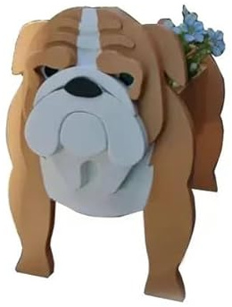 Onecen Big Dog Planter PVC Animal Plant Pots Outdoor Indoor Garden Office Home Decor Planters Holder for Succulent Flower Large Plant Flower Pots Outside (Brown English Bulldog)