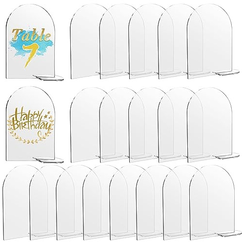 Numeros Mesa Boda,20pcs Letreros Acrílicos de Arco Transparente,Crystal Clear,Simple,Reutilizable,Tarjetas de Asiento Arqueadas con Soporte, Numeros Mesa Boda para Decoración de Eventos de Bodas