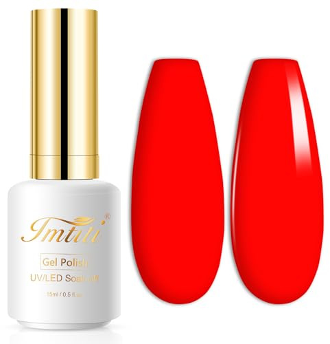 Smalto Gel Rosso Fluo 15ml di Imtiti: Semipermanente, UV LED, Manicure, Soak-off